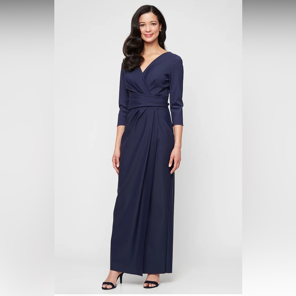 Alex Evenings NWT Navy Blue Wrap Dress - Picture 5 of 6